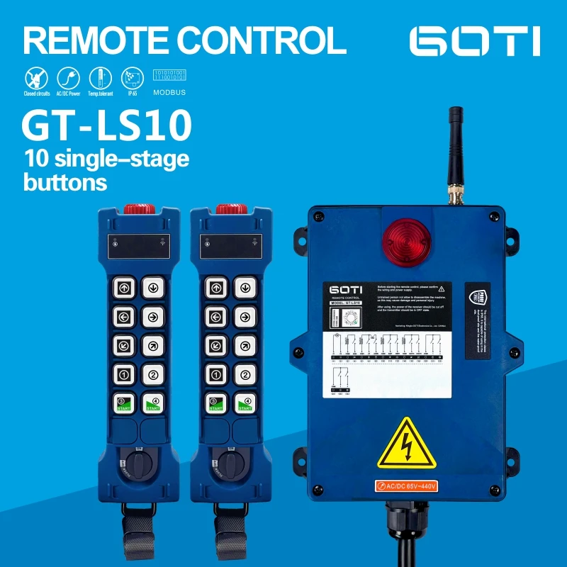 GT-LS10 Industrial Wireless Crane Hoist Remote Control Switch 10 One-Speed Channel Replace UTING TELEcontrol f24-10S Double