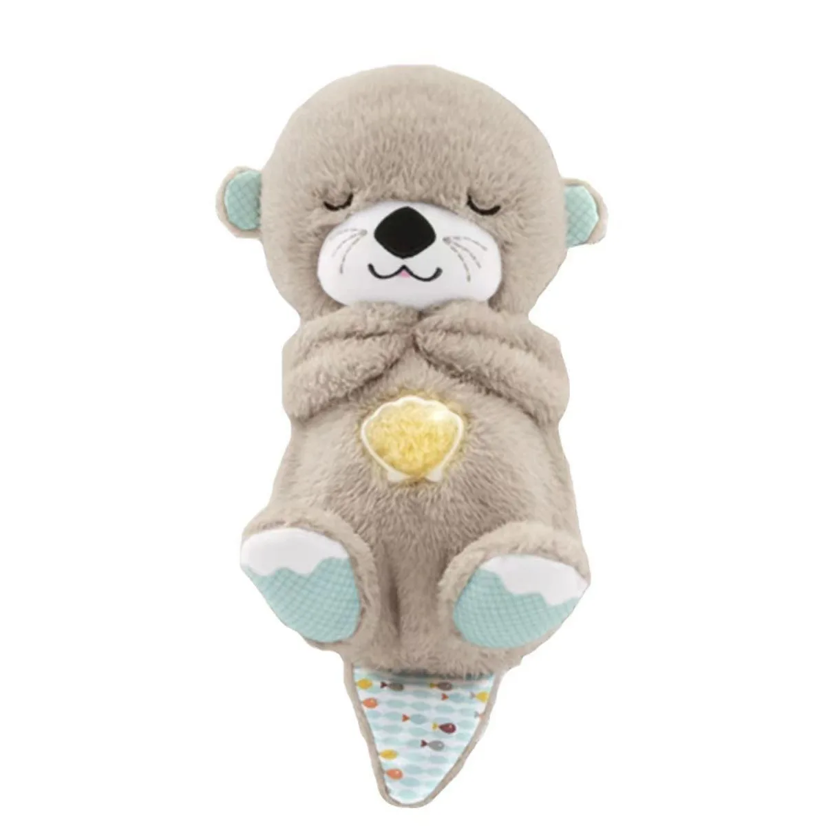 Breathing bear light-emitting small otter plush toys cute soothing companion lulled to sleep music otter dolls