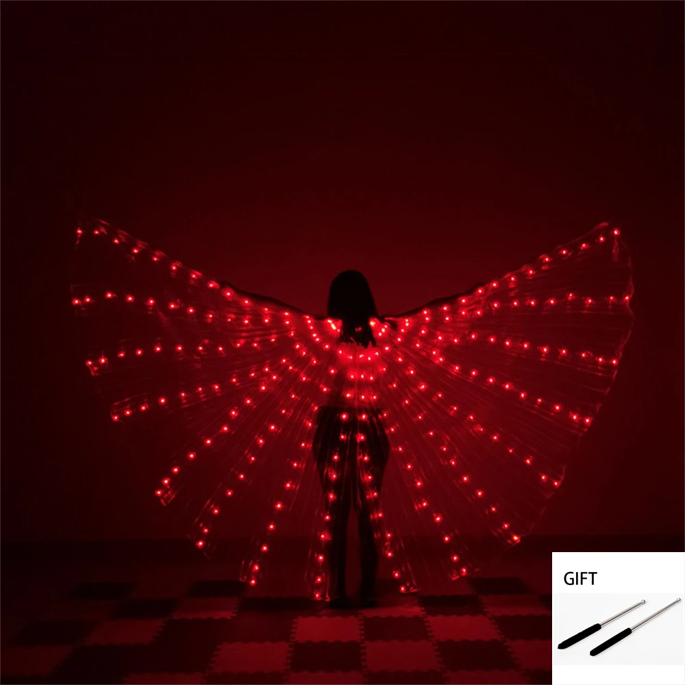 Rainbow Color LED Wings Belly Dance Costume Circus Led Light Isis Wings Luminous Costumes Party Show  Dancewear For Adult