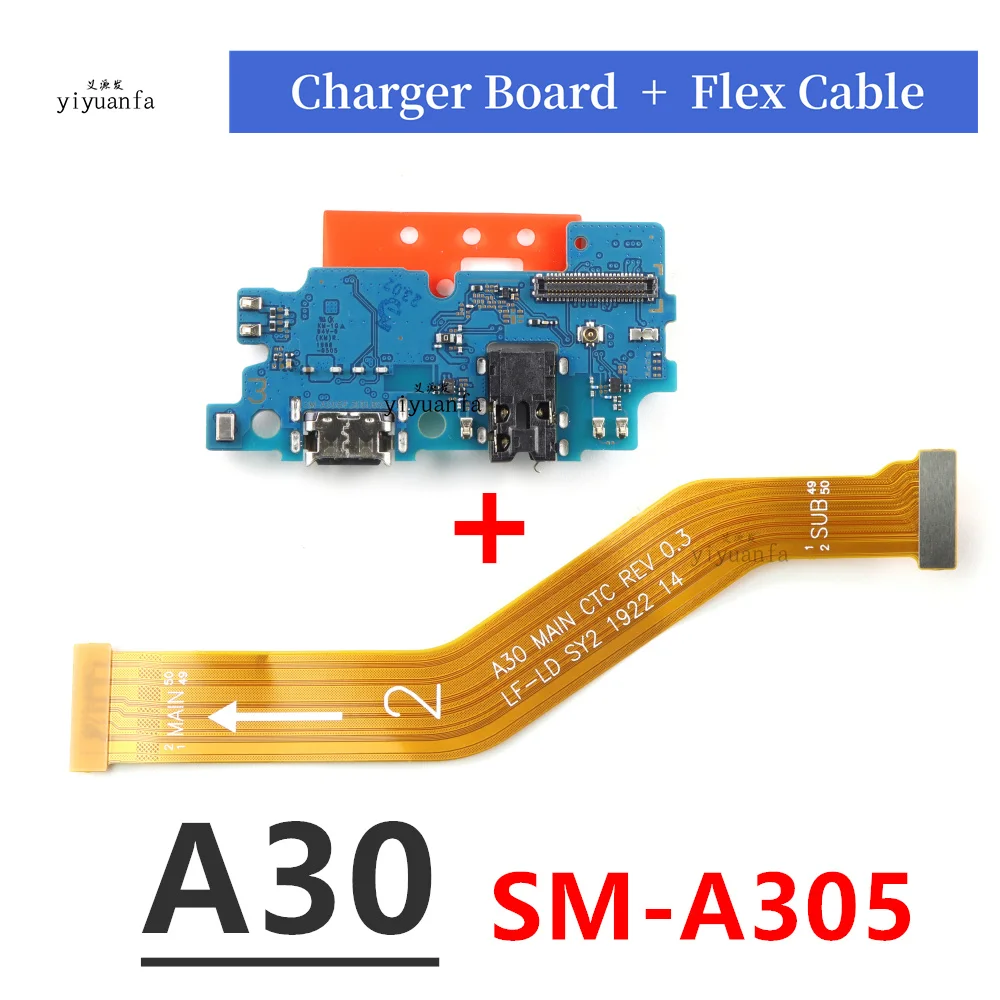 

For Samsung Galaxy A30 SM-A305F/DS A305FN USB Micro Charger Charging Port Dock Connector Microphone Main Board LCD Flex Cable