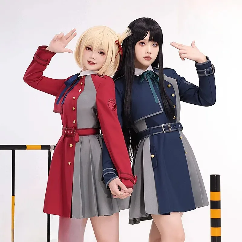 

DY20Аниме Lycoris Recoil Chisato Nishikigi Inoue Takina Косплей Костюм Униформа Головные Уборы Носки Полный Комплект Карнавальное Вечернее Платье W