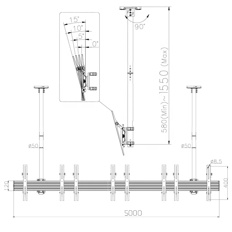 China Supporter Wholesale LED LCD TV Ceiling Mount Pole Bracket