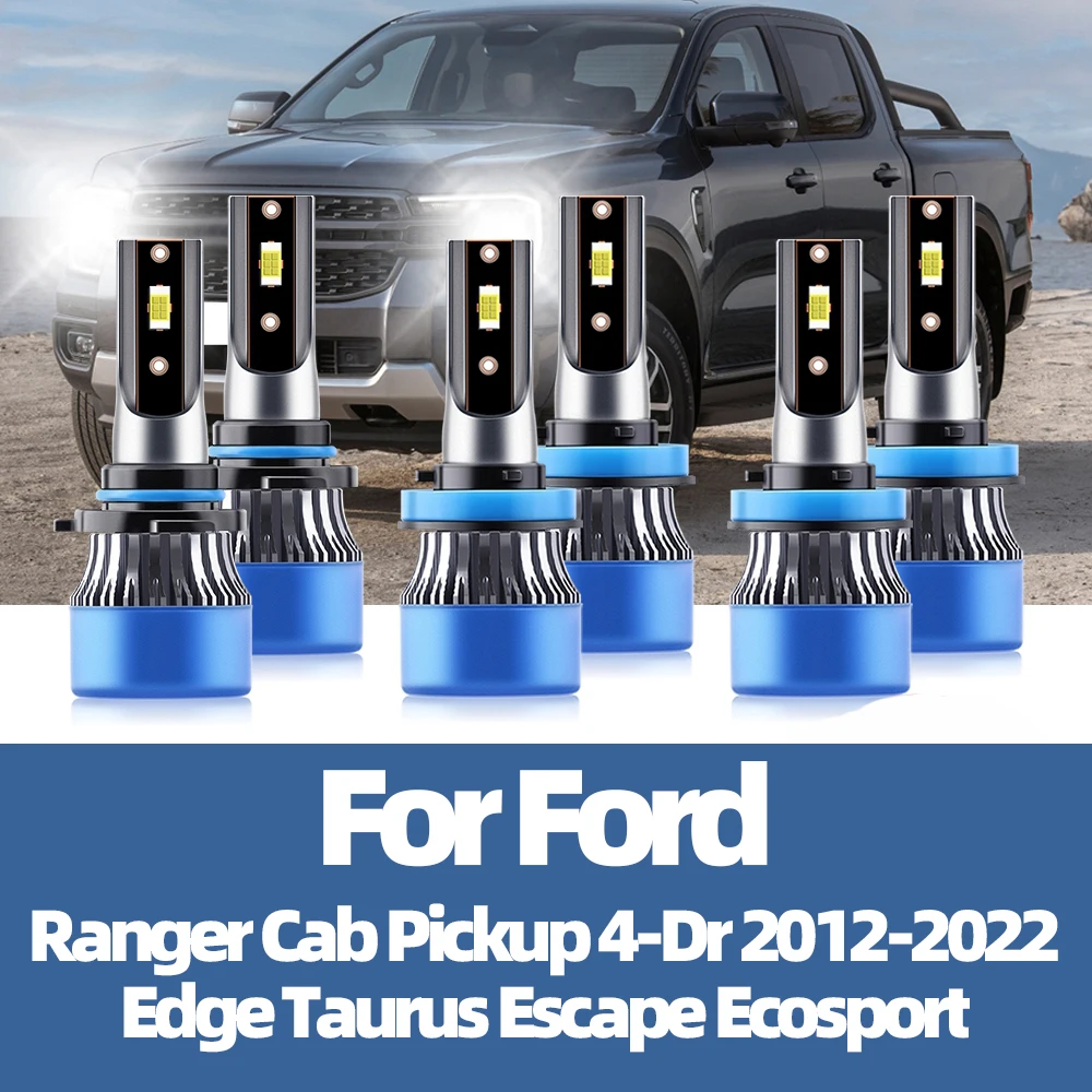 2/4/6x Led Headlight Bulbs 20000LM 110W/Pair Fog Lamps 12V For Ford Ranger Cab Pickup 4-Dr 2012-2022 Edge Taurus Escape Ecosport