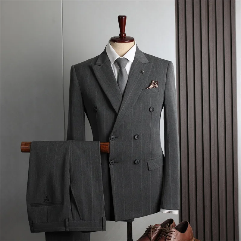 080117 Men's three-piece suit Korean style slim groomsmen suit business casual wedding suit