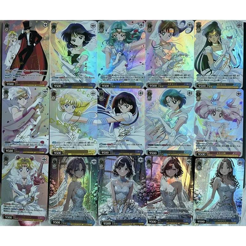 

Sailor Moon Tsukino Usagi Kino Makoto Aino Minako Self Made Refraction Flash Card Anime Classics Game Collection Cards Toy Gift