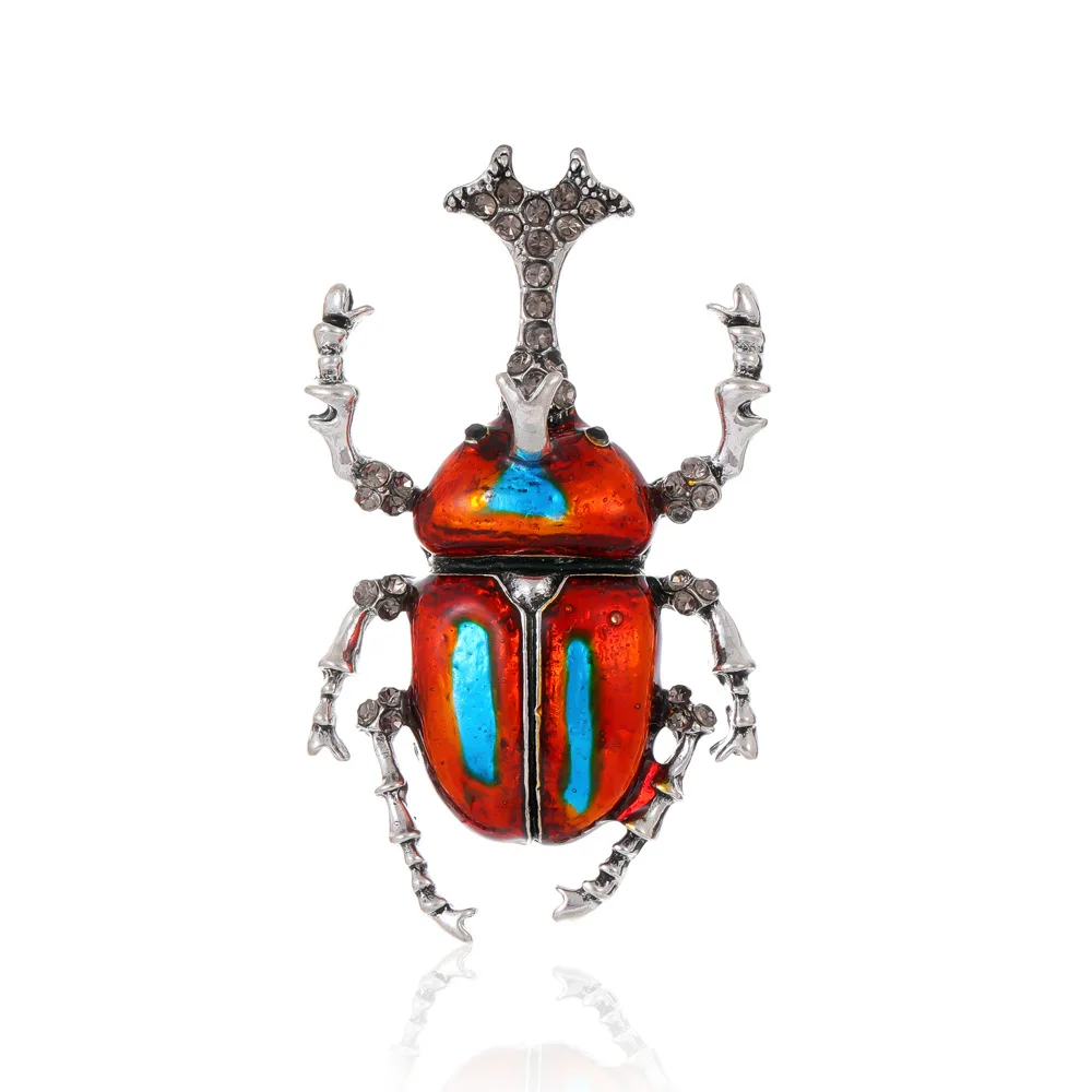 Punk style beetle brooch Glittering crystal insect pins men\'s and women\'s clothing ornaments for gifts for friends