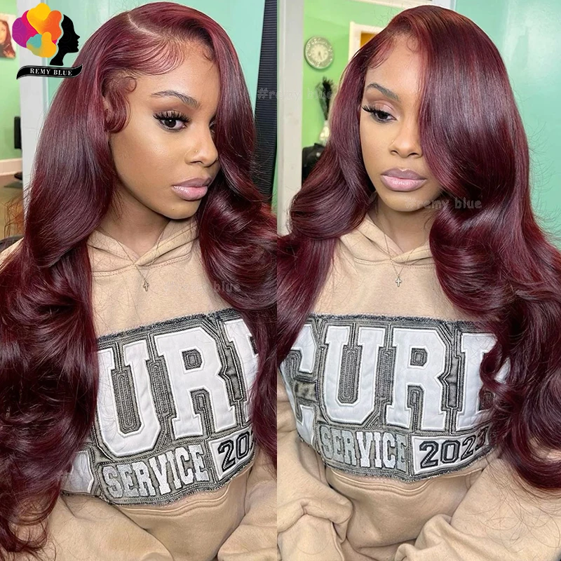 13x6 Burgundy Body Wave Lace Front Human Hair Wigs for Black Women 99J Red Lace Frontal Wigs 13x4 Transparent Lace Front Wig