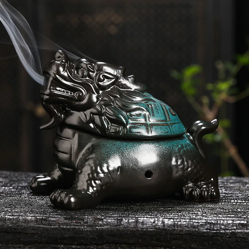 Aromatherapy Ceramic Dragon Turtle Auspicious Beast Sandalwood Agarwood Incense Burner Home Indoor Coil In