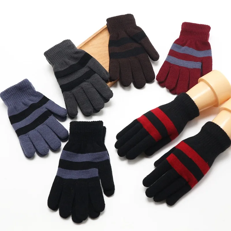 Men Women Wool Velvet Knitted Full Finger Cycling Gloves Winter Warm Thermal Cold Proof Wear Resistant Antifreeze Outdoor Sports