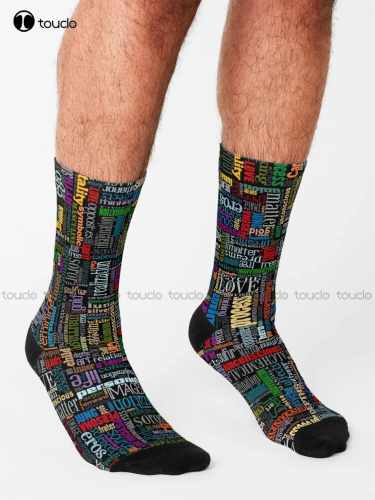 Jungian Psychology' Word Cloud Socks Cotton Socks For Men Personalized Custom Unisex Adult Teen Youth Socks 360° Digital Print