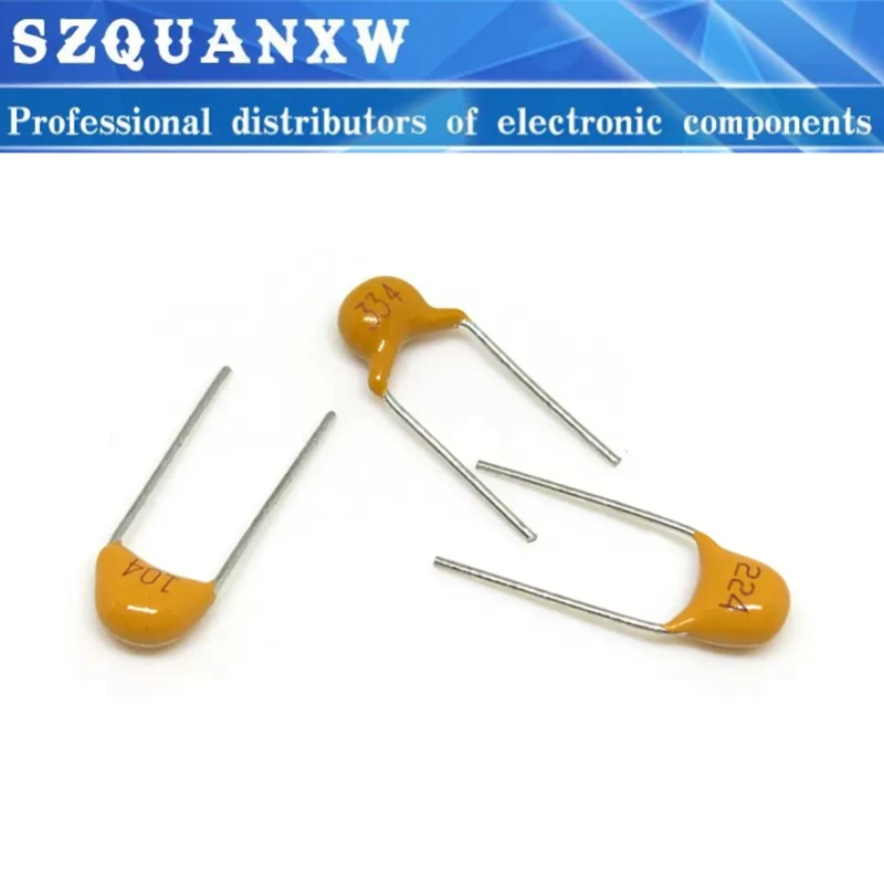 100pcs/lot Multilayer ceramic capacitor 50V (100~106) 10pF~10uF 102 103 104 105 22pF 1nF 10nF 100nF 0.01uF 0.1uF 1uF P=5.08mm