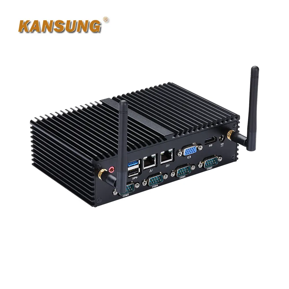 KANSUNG Mini PC 7x RS-232 Industriële Nettop PC Dual Lan 8 USB N2930 J1900 Quad Core Fanless X86 POS KIOSK IPC Computer