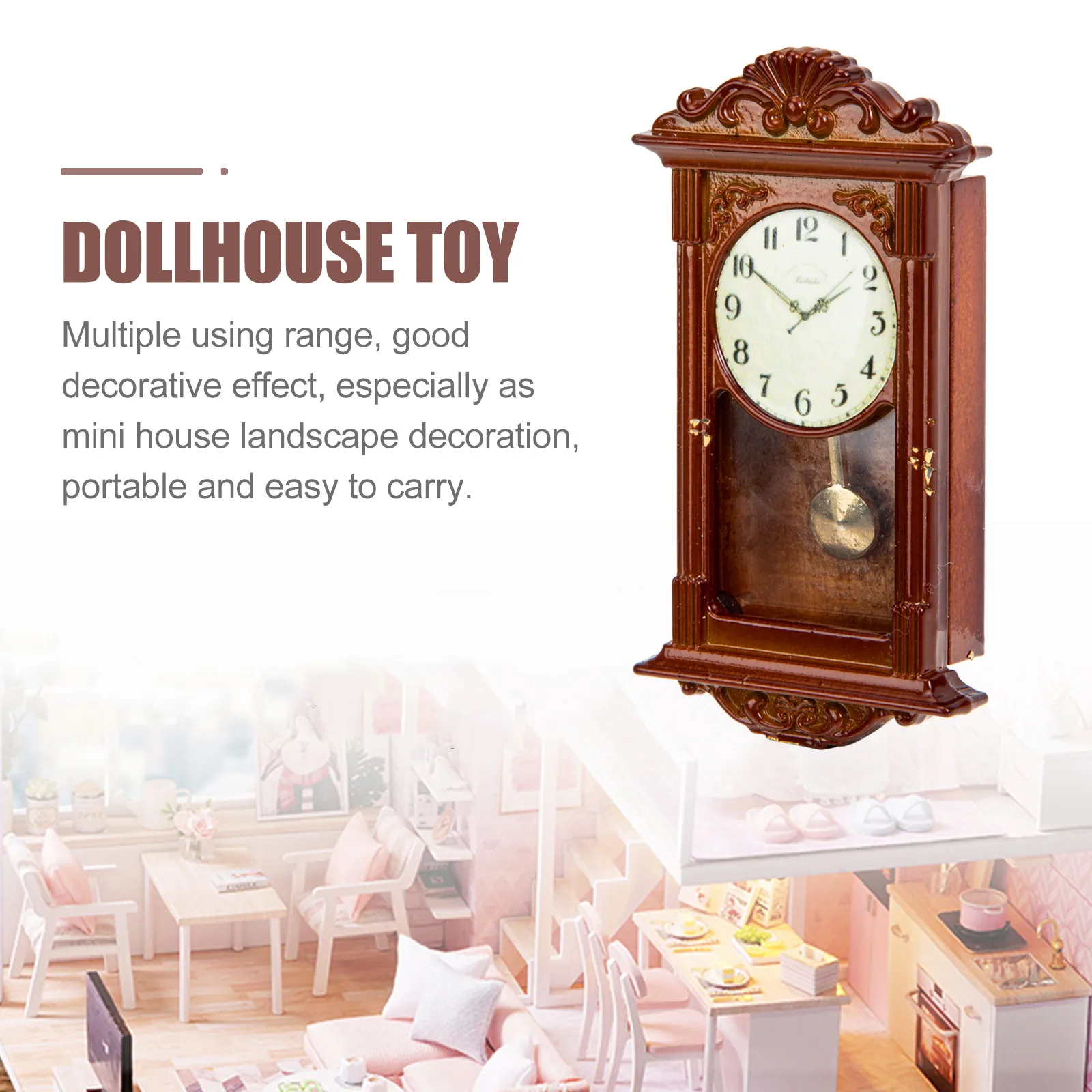 

Mini Vintage Roman Hanging Clock Metal Dollhouse Furniture Accessory Miniature Landscape Decoration Kids Room Ornament