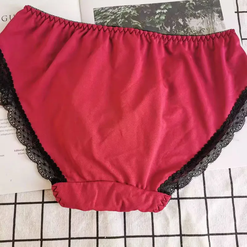 Вино-красный кружевной мешочек с вышивкой и бантом, мужские сексуальные трусы, трансвестит, трусики для пар с низкой талией, BF, костюм для частной вечеринки