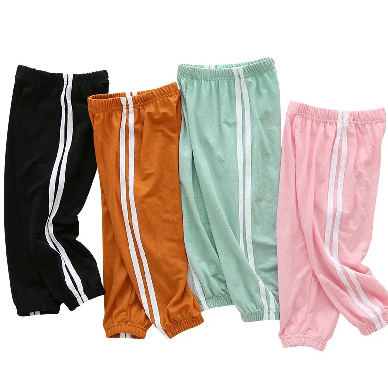 Summer Baby Boy Clothes Kid Girls Casual Side Stripe Patchwork Pants Children Breathable Sport Jogging Bottom Trousers