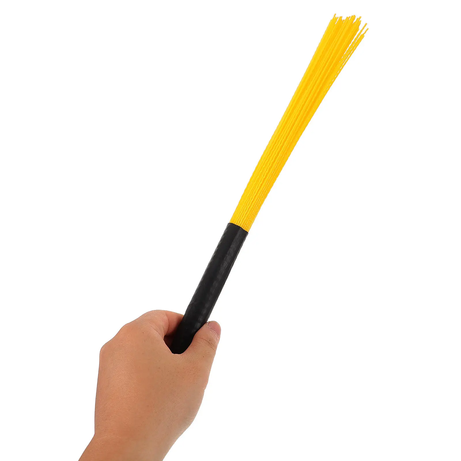 1Pair Flexible Nylon Drum Brushes for Drum Kits Cajon Jazz Percussion Wave Bristles Vibrant Yellow Handle Precision Control
