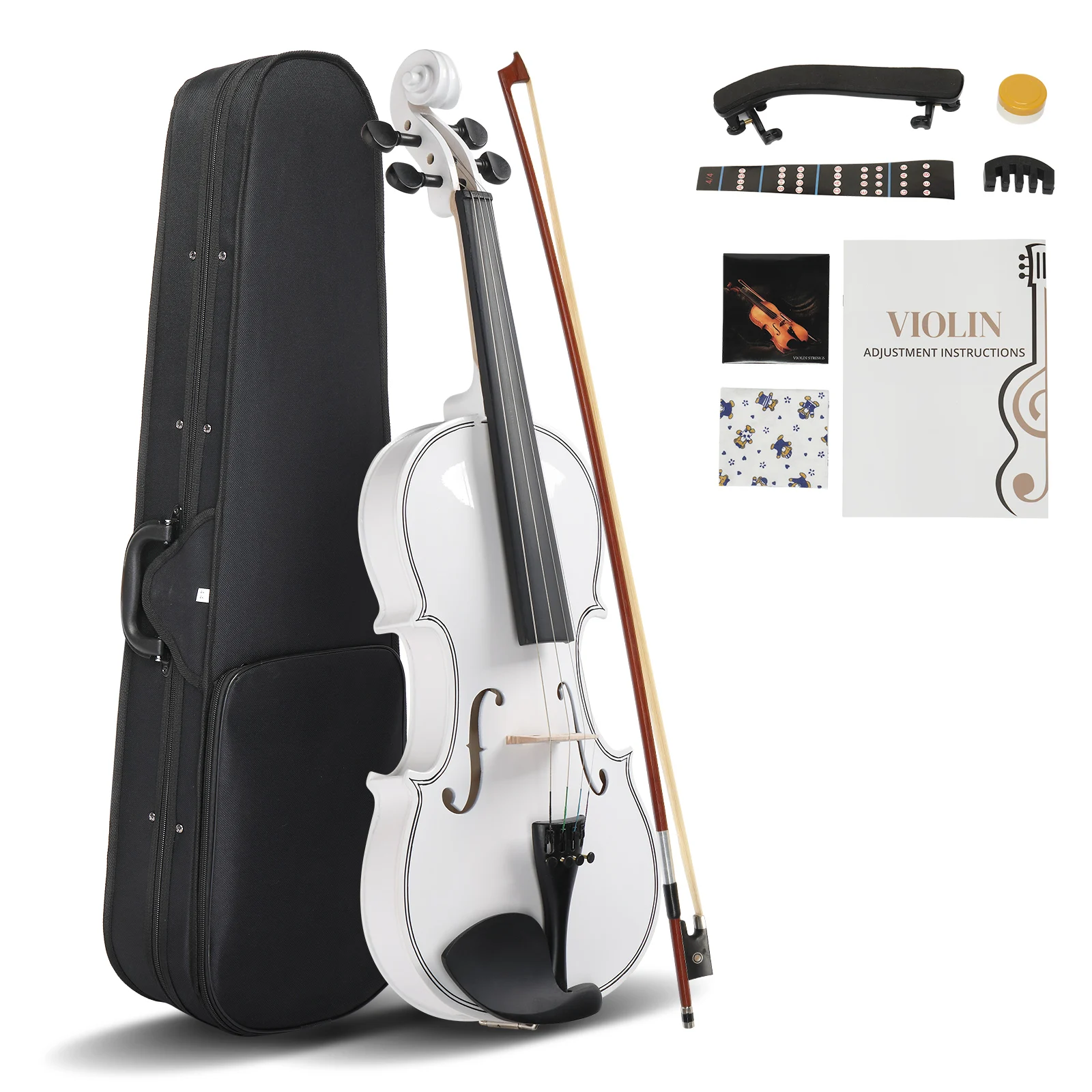 Full Size 4/4 Violin Set for Adults Beginners Students with Hard Case,Shoulder Rest,Rosin,Extra Strings and Sordine