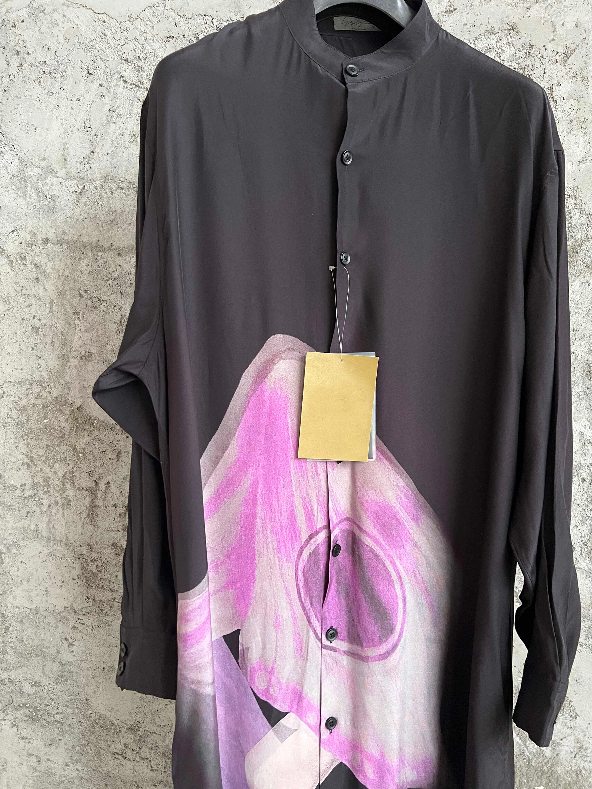 TOP-YAMAMOTO Uchiyama printed abstract button-up coat, triacetate long shirt