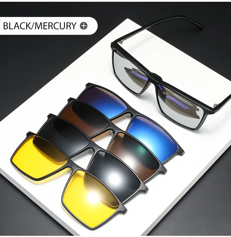 VCKA Großen Platz Myopie Sonnenbrille Männer Polarisierte 6 In 1 Frauen Optische Magnetische Clip auf Brillen Rahmen-0,5 ZU-10 – Detail 8