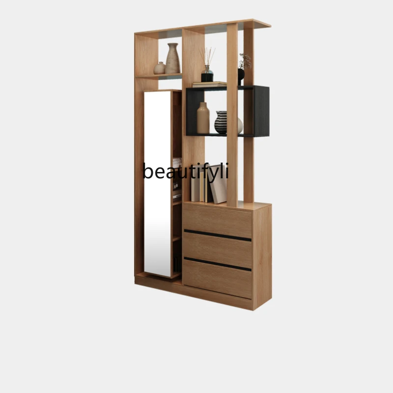 

Nordic Solid Wood Subareas Screens Living Room Modern Minimalist Hallway Wine Cabinet Locker Integrated Wall Porch Cabinet