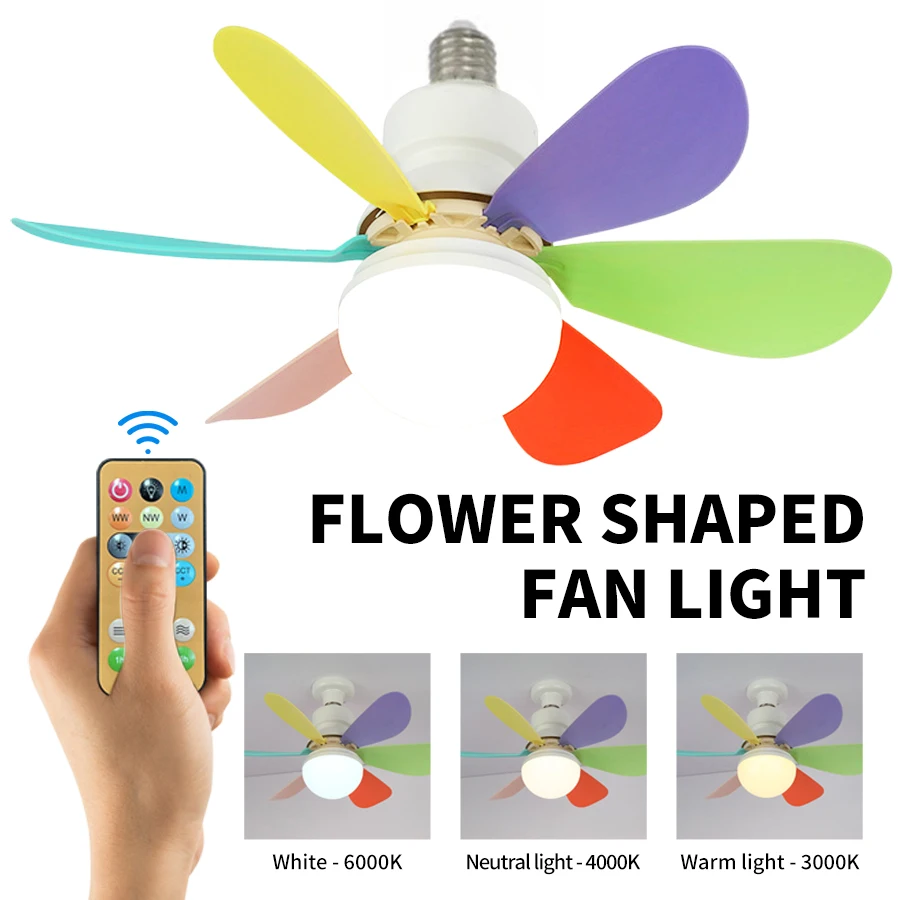 

LED E27 40W Ceiling Fan Light 85-265V Dimmable light Color Temperature With Remote Control For Living Room Bedroom Room Lighting