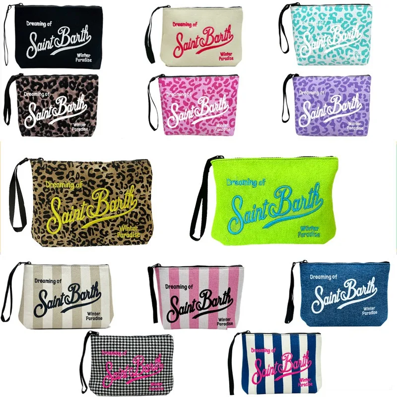 

New Women's Clutch Bag Leopard Striped Pattern Canvas Wristlet Bag For Daily Travel Cosmetic Storage Multi-Style Ladies Clutch