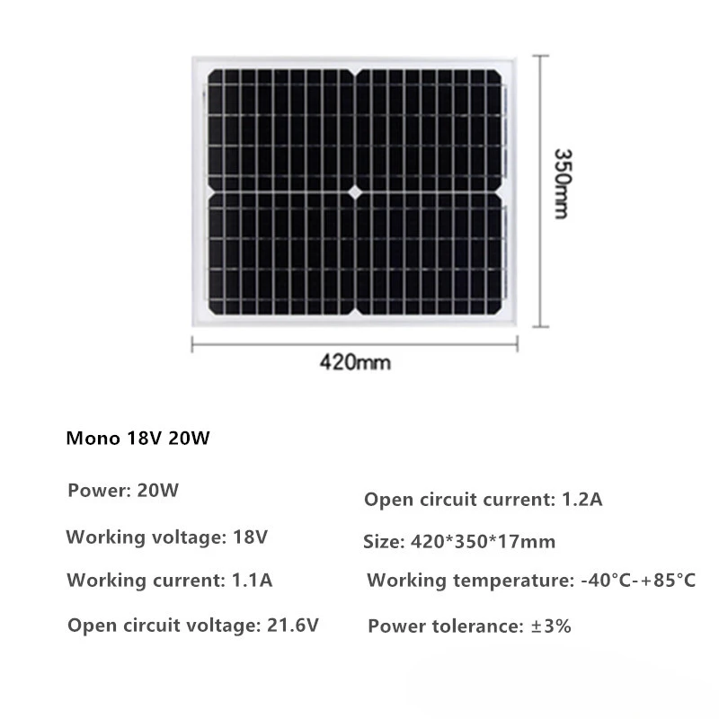 

20W 18V Waterproof Mono/Poly Solar Panel With Controller Charge 12V photovoltaic solar panel China kit for home solar system