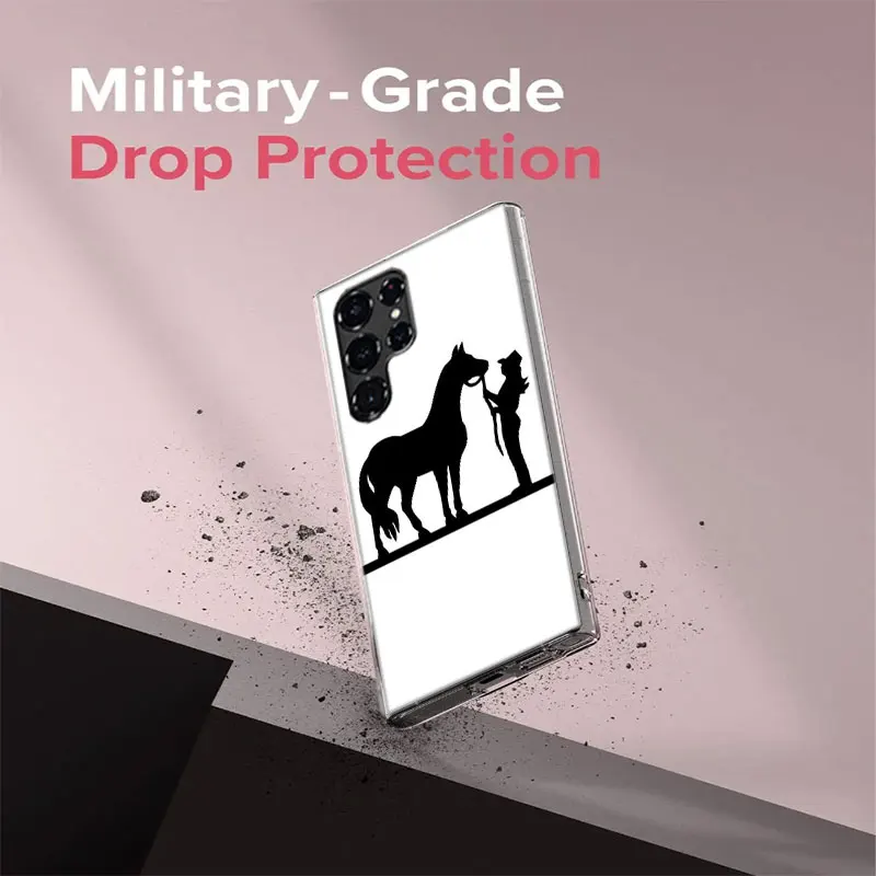 Black Shadow Horse Clear Phone Case For Samsung Galaxy S20 S21 S23 FE S22 Plus S24 Ultra S10 S10E S9 S8 Soft Back Cover