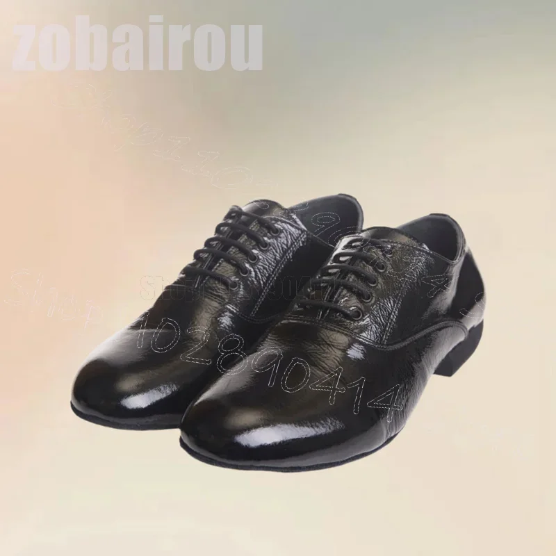 

Black Crack Pattern Round Toe Strappy Loafers Fashion Lace Up Men Shoes Luxurious Handmade Party Banquet Dating Men Dress Shoes