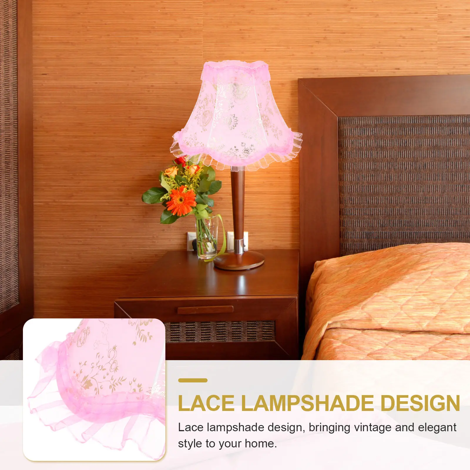 Vintage Desk Lamp Lampshade Lace Design Small Drum Lamp Shade E27 Base Indoor Light Cover for Bedroom Living Room Office Dining