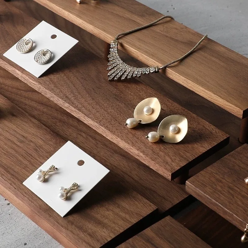 الصلبة الخشب مجوهرات عرض موقف كبير مجوهرات تخزين الرف حلقة قلادة حامل مُنظِم مجوهرات سوار القرط عرض الرف