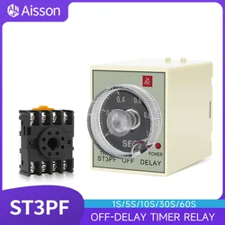 ST3PF ST3 Off-Delay Time Relay Power Off Delay Timer Relay with Base Socket 8Pin 1S 5S 10S 30S 60S DC24V AC220V