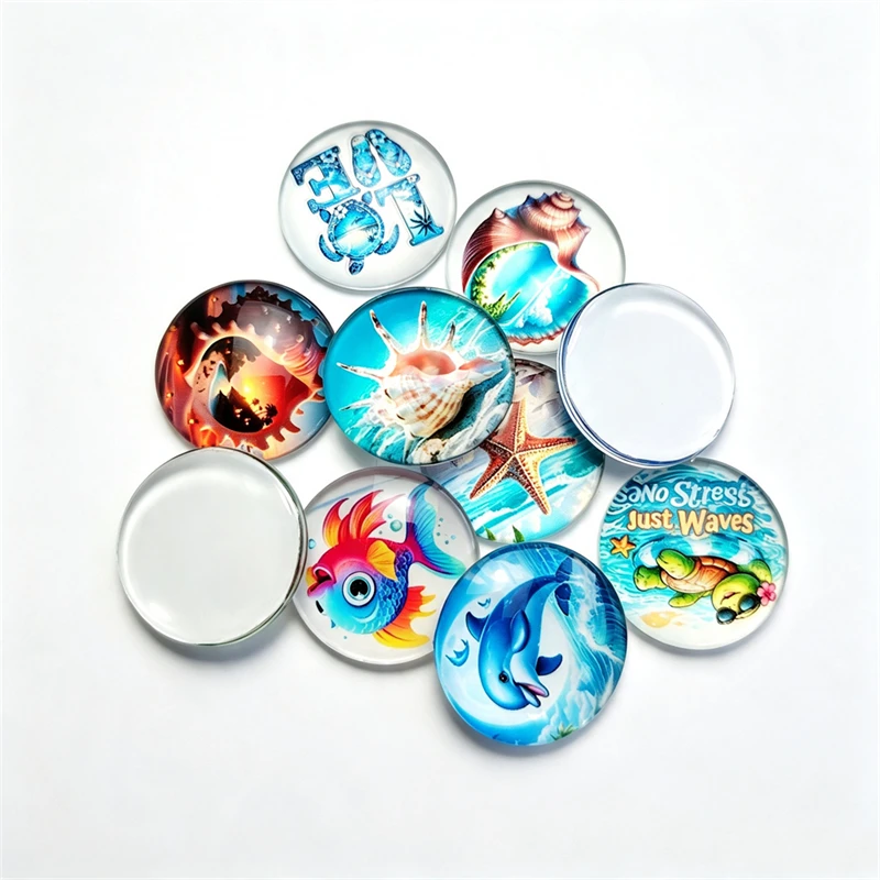 10 Stück Y2K Accessoires Mädchen-Gesichts-Glas-Cabochons, flache runde Cameo-Anhänger, DIY-Zubehör für Schlüsselanhänger, Kühlschrankmagnete und Bastelarbeiten – Detail 2