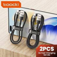 Toocki 2PCS 3A USB Type C Cable For Realme Xiaomi Samsung Fast Charging Wire USB C Charger Data Cord For iPad Samsung Poco 1m 2m