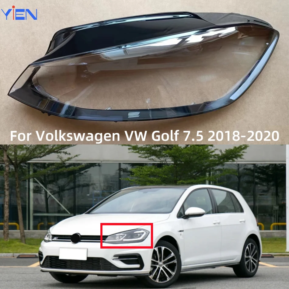 

Для Volkswagen VW Golf 7,5 2018 2019 2020, чехол для передней фары, искусственная Прозрачная крышка, абажур, налобный фонарь