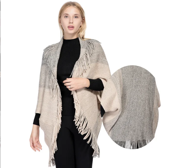 Europa Lente Herfst vrouwen Imitatie Kasjmier Gekleurde Zijden Sjaal Nieuwe Warme Kwastje Mantel Dame Mode Vest Jas N1