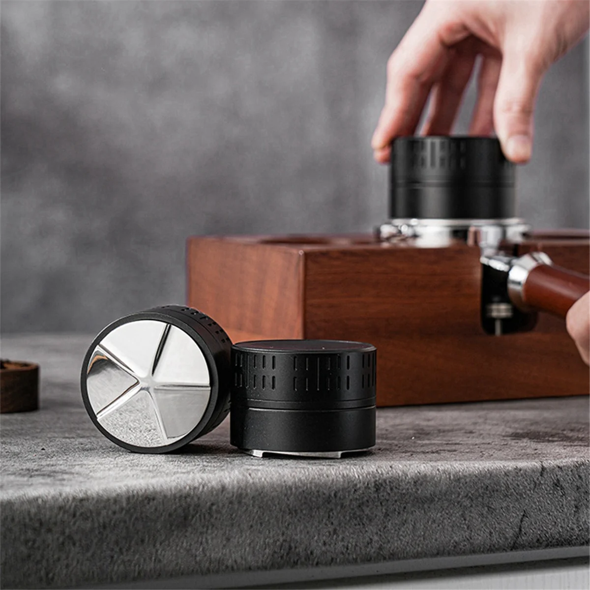 

FIN-oCoffee Powder Distributor Stainless Steel Coffee Tamper Italian Coffee Tamper