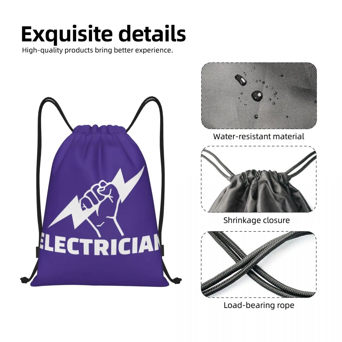 Eletricista Drawstring Mochila Sports Gym Bag para Homens Mulheres Engenheiro Energia Elétrica Treinamento Sackpack