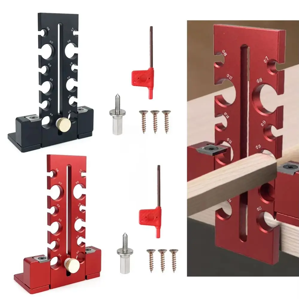 

Adjustable Size Range Electric Drill Jig Double-Edged Cut Enhanced Accuracy Design Adjustable Dowel 12 Hole 7-18mm