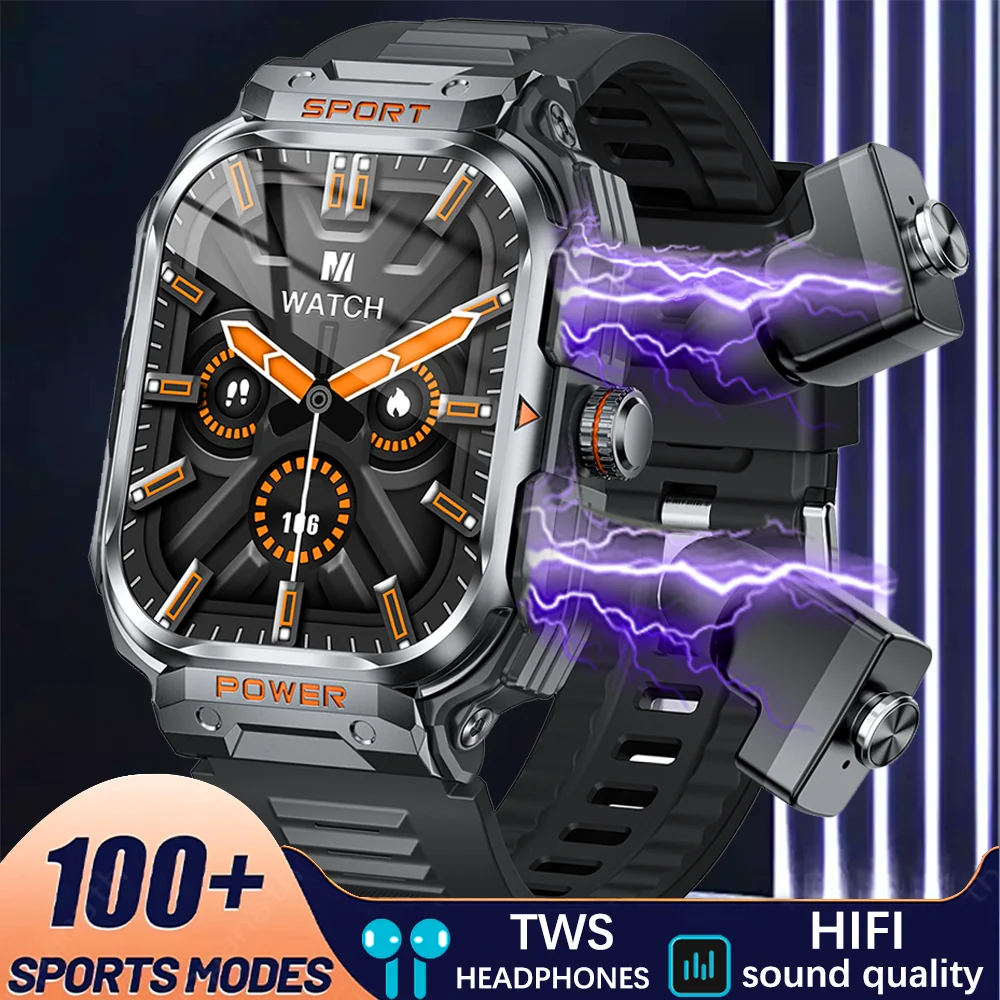 

DAORKOW New TWS SmartWatch Build-in Earbuds 2.01inch 2 IN 1 Wireless Earphones Blutooth Call Heart Rate Sports Smartwatches 2025