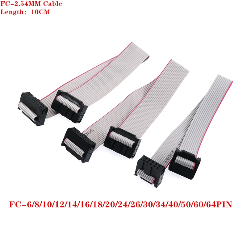 

2.54MM Pitch FC-6/10/12/14/16/20/26/30/40/50/60/64Pin 10CM Jtag ISP DOWNLOAD Gray Flat Ribbon Data Cable FOR DC3 IDC BOX HEADER