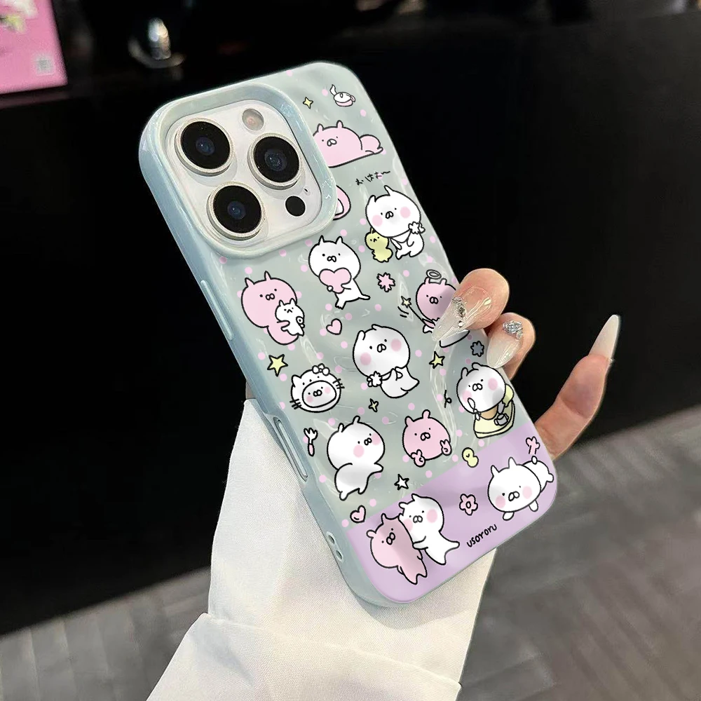 Koreanisches Kawaii-Cartoon-Design Weiche Silikon-Handyhülle für iPhone 17 16 15 14 13 12 11 Pro Max 14 Plus 17Air Falten-Wellen-Design – Detail 2