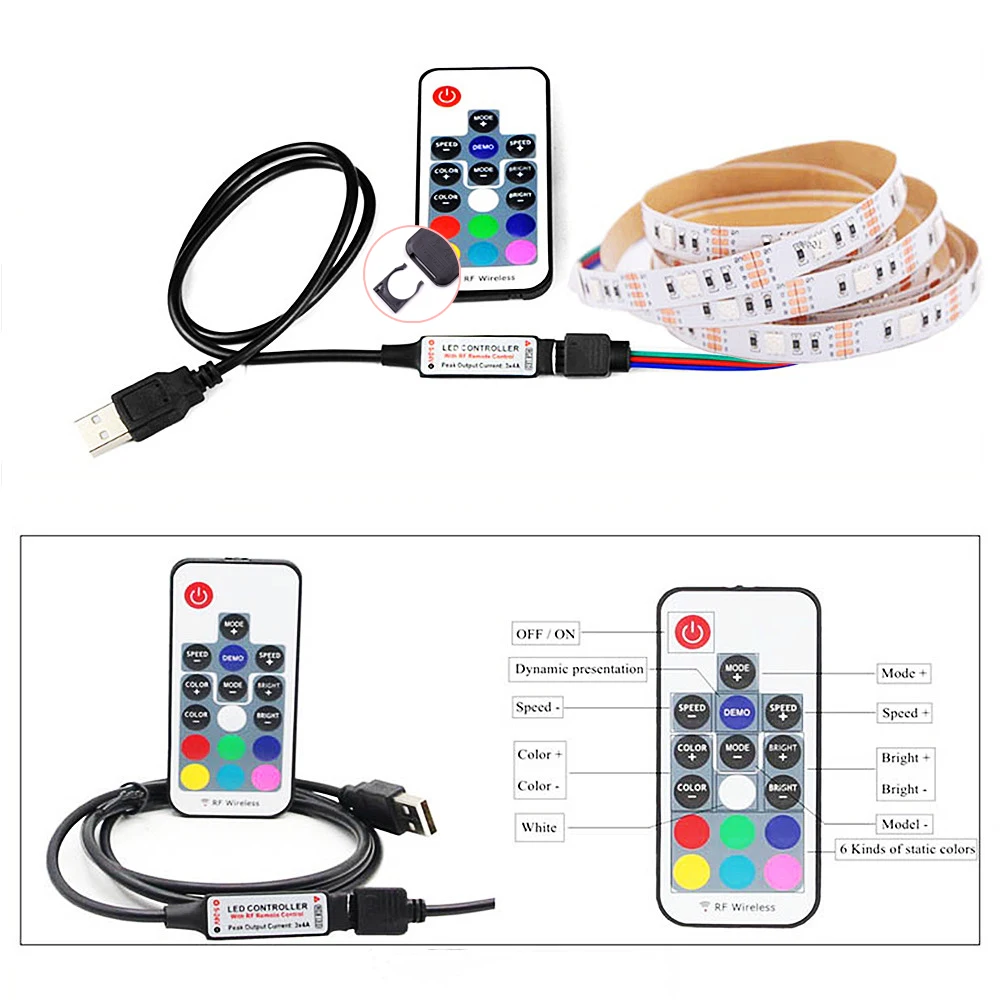 5V 5050 RGB Led Strip Light Tape Kit telecomando USB/alimentazione a batteria con interruttore decorazione lampada flessibile impermeabile per la casa
