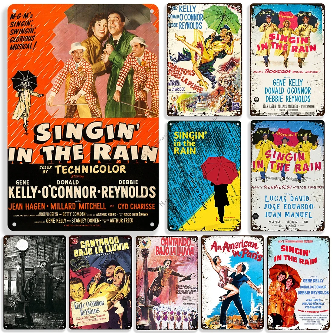 American Colour Movie Singin' in the Rain Metal Poster Decorative Plate Metal Tin Sign Man Cave Cafe Metal Signs  Plaque