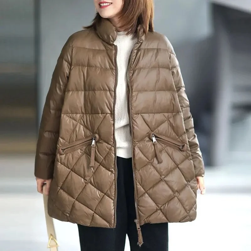 Extra Large Women Thicke Cotton Padded Coat Autumn Winter Jacket Cotton Clothes 2023 Loose Mid Long Outerwear Female ParkasTops