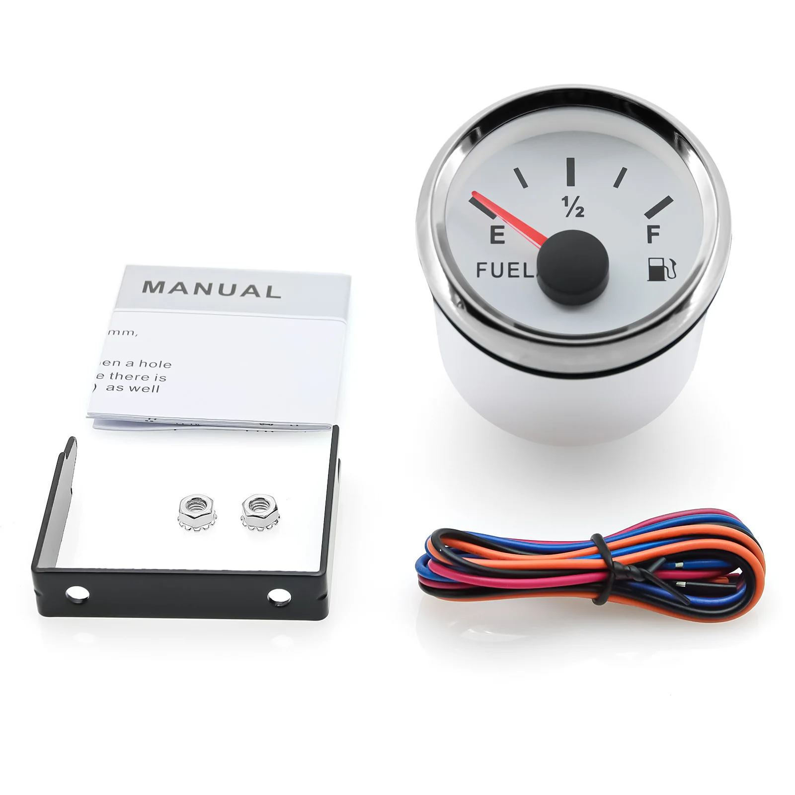 HD 1pc 0~90 Ohm Fuel Gauge Universal 9-32v Working Volt 52mm Fuel Level Meter for Auto Boat Motorcycle Fuel Level Pointer