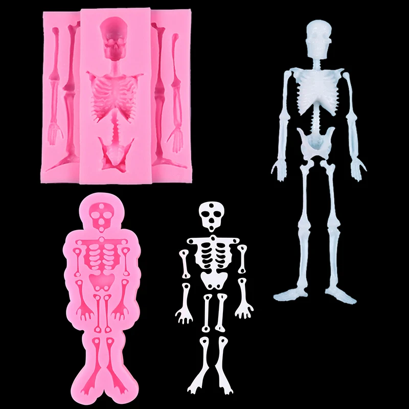 

Силиконовая форма со скелетом на Хэллоуин, череп, скелет, кость, украшение торта, помадка, шоколадное печенье, сахарное ремесло, форма для кекса из смолы