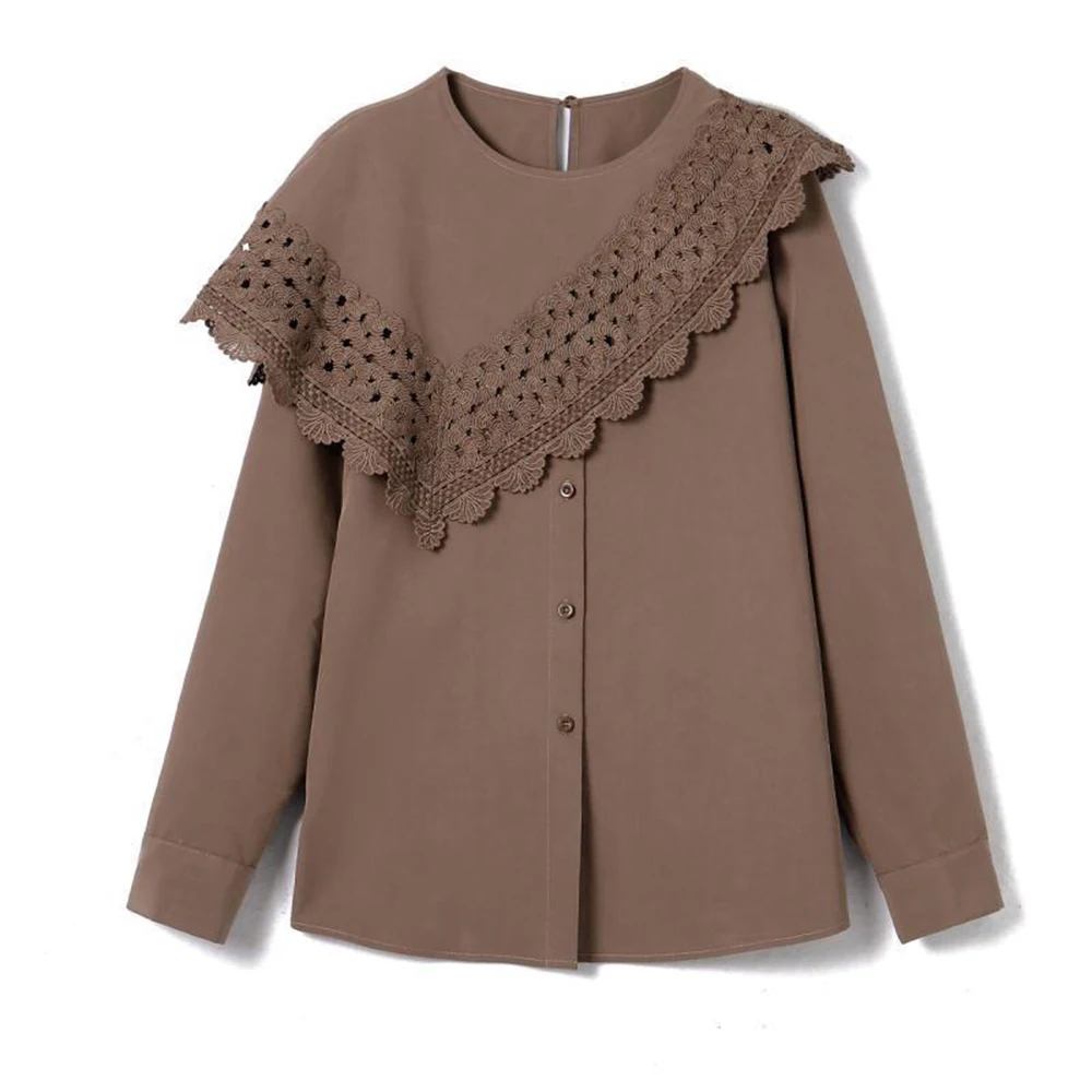 Spleißendes Hemd für Damen im Frühling und Herbst 2022, neues lockeres Design, Sinn für Mode, ausländischer Look, dünnes junges Langarm-Top