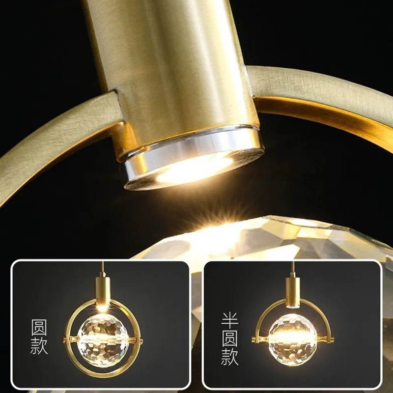 Modern simple restaurant bar personality creative light luxury long line crystal chandelier