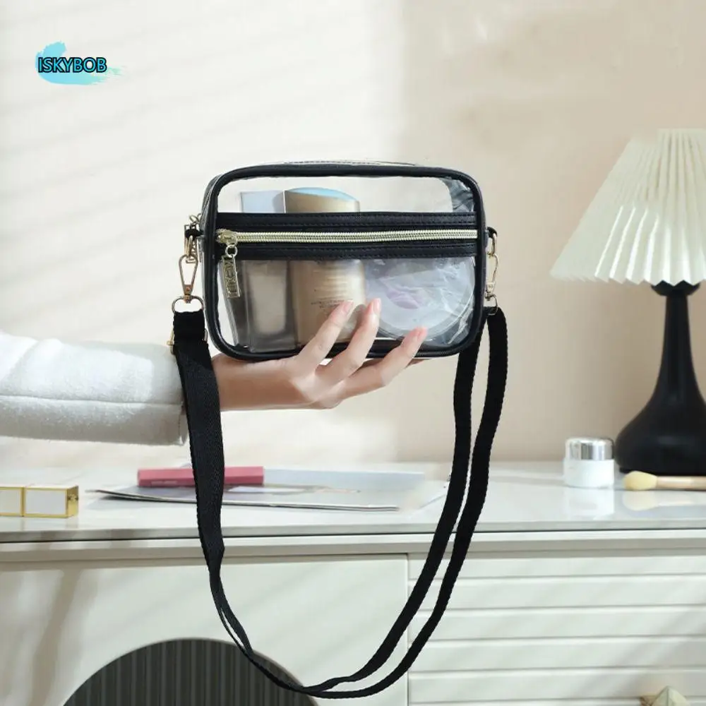 

Waterproof Transparent Shoulder Bag Large Capacity Adjustable Shoulder Strap PVC Crossbody Bag Storage Bag Zipper